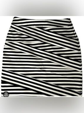 Express Black and White Striped Pencil Skirt